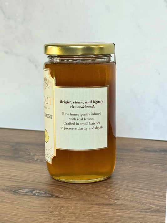 Description on jar of Wildroot Lemon Infused Honey