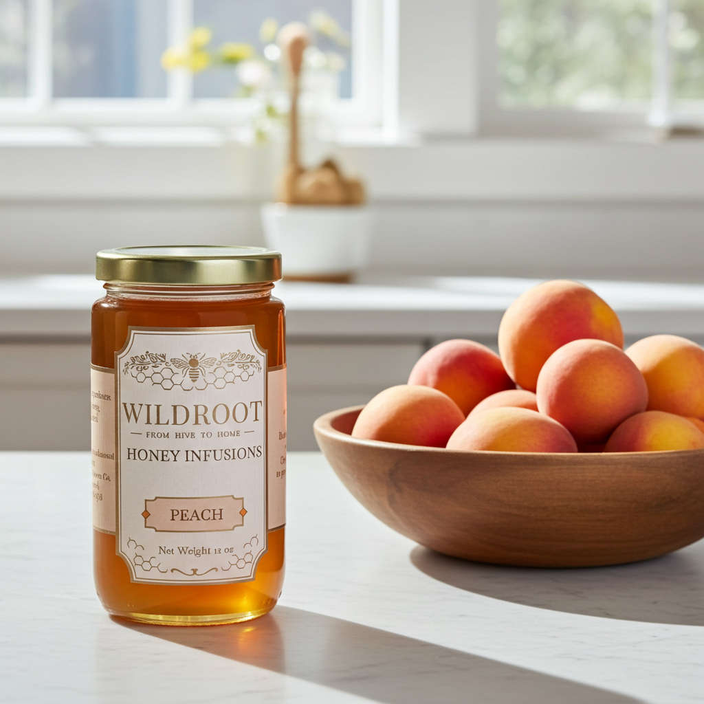 Wildroot Honey - Peach Infused Raw Honey | 12oz