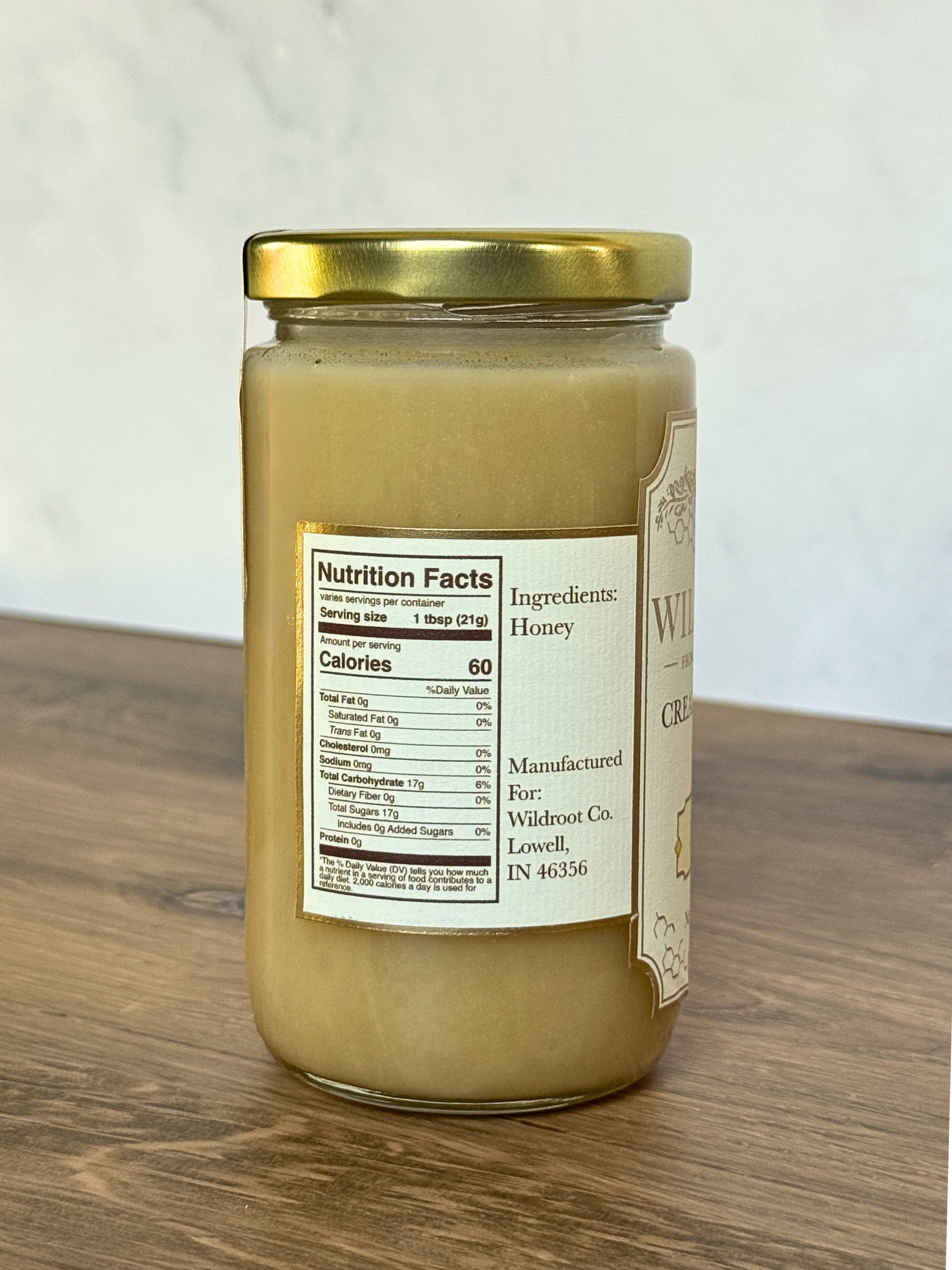 Nutrition Facts of Jar of Wildroot Creamed Honey