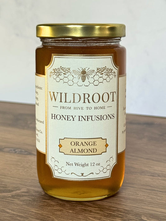 Jar of Wildroot Orange Almond Infused Honey