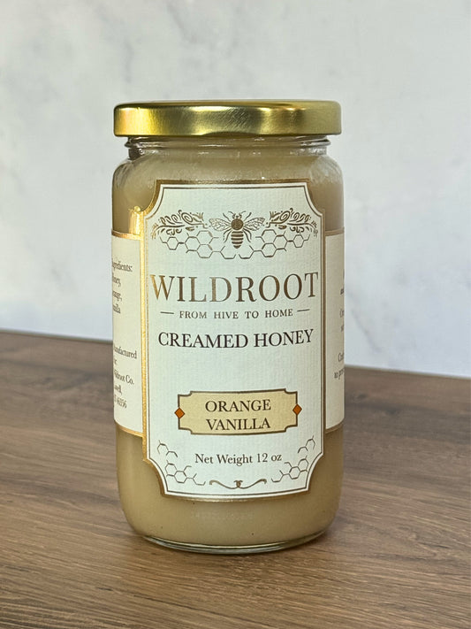 Jar of Wildroot Orange Vanilla Creamed Honey