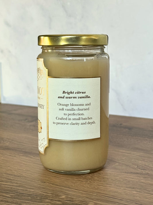 Jar of Wildroot Orange Vanilla Creamed Honey