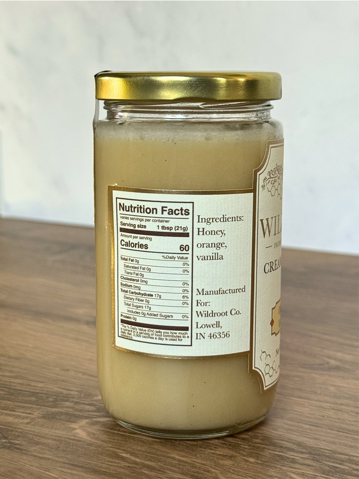 Jar of Wildroot Orange Vanilla Creamed Honey