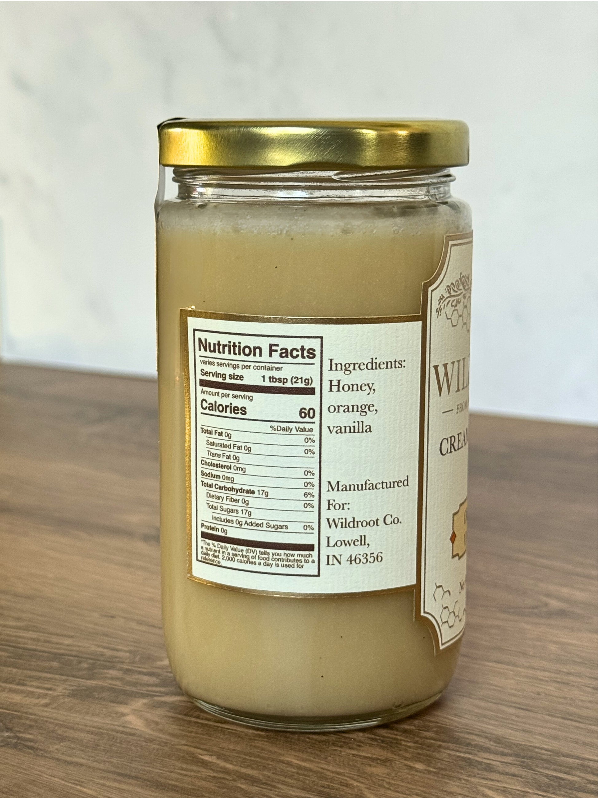 Jar of Wildroot Orange Vanilla Creamed Honey