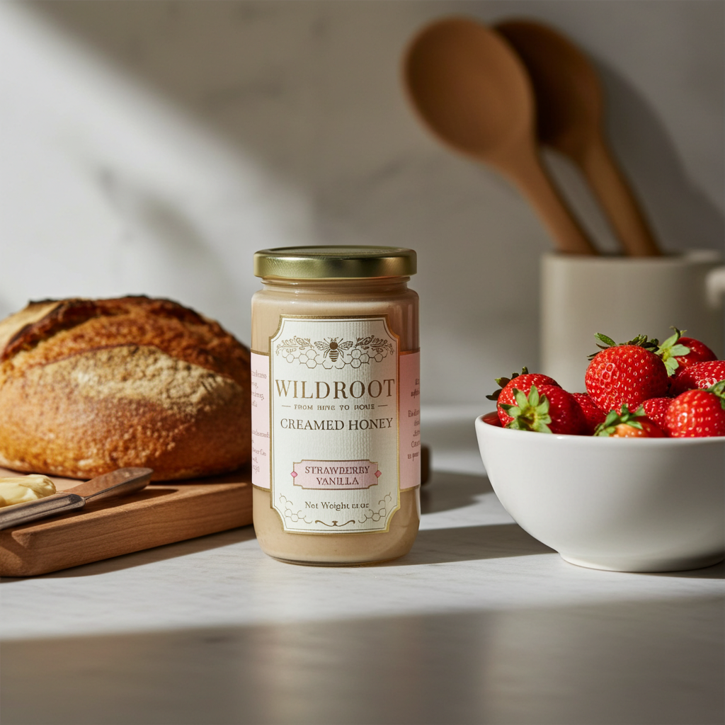 Wildroot Honey - Strawberry Vanilla Creamed Honey | 12oz