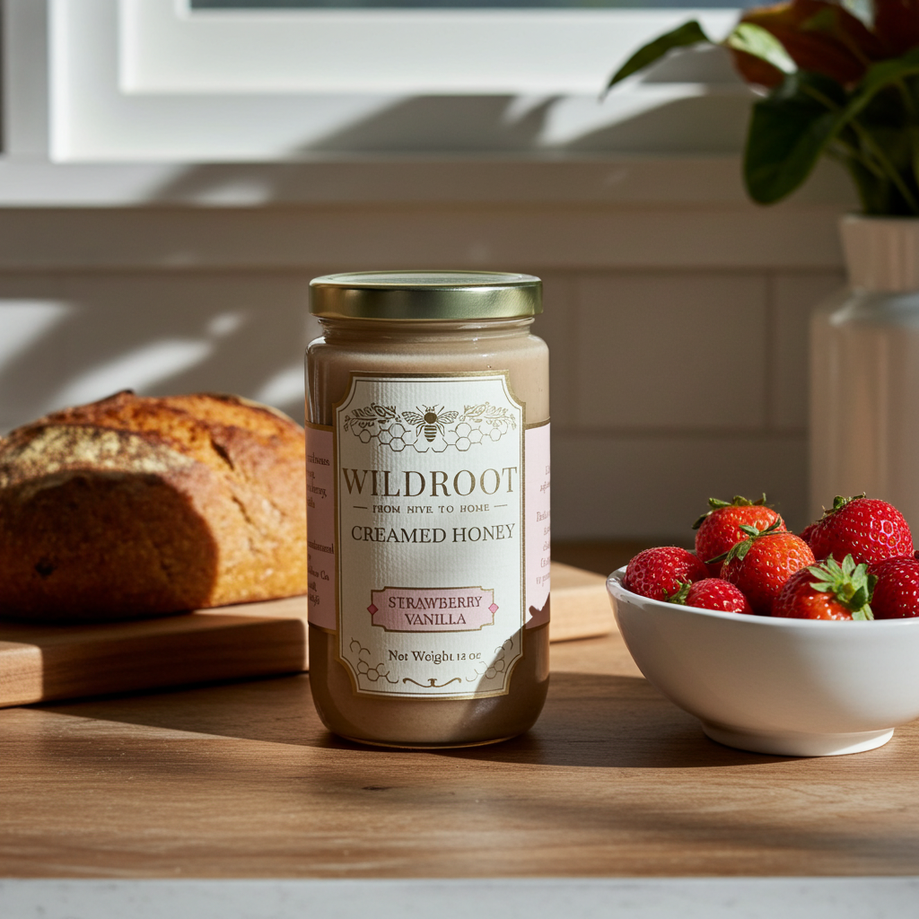 Wildroot Honey - Strawberry Vanilla Creamed Honey | 12oz