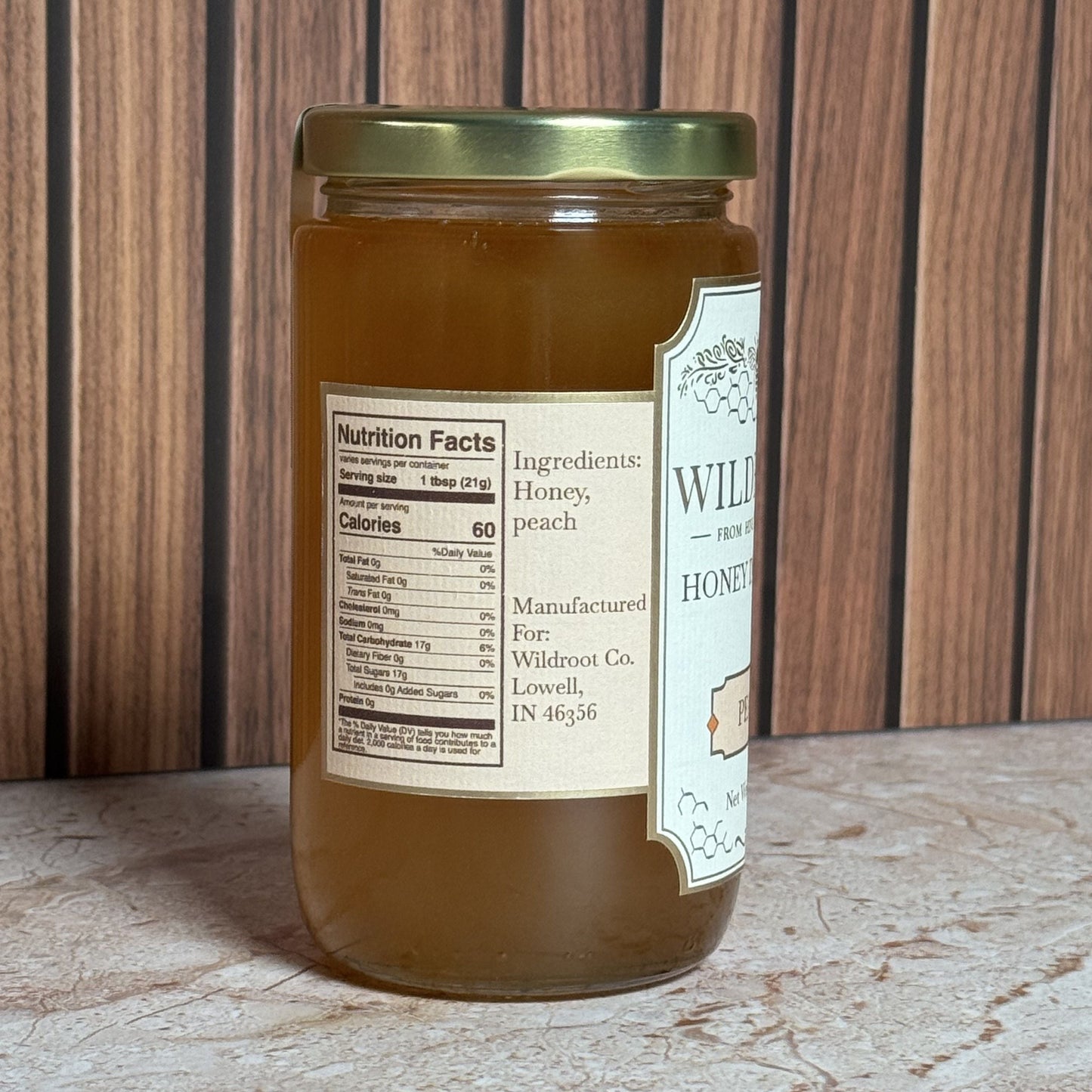 Wildroot Honey - Peach Infused Raw Honey | 12oz