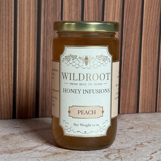 Wildroot Honey - Peach Infused Raw Honey | 12oz
