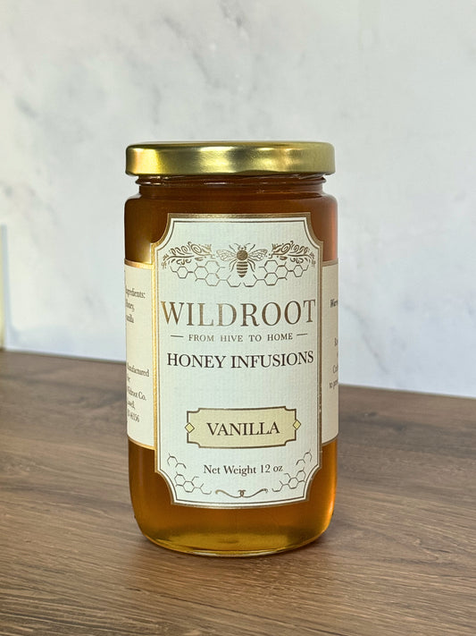 Jar of Wildroot Vanilla Infused Honey