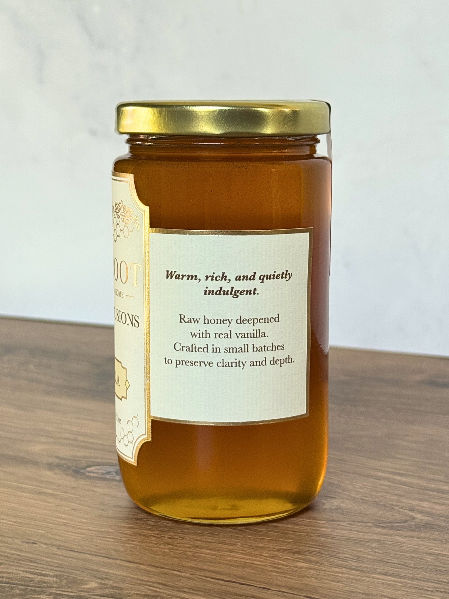 Description on Jar of Wildroot Vanilla Infused Honey