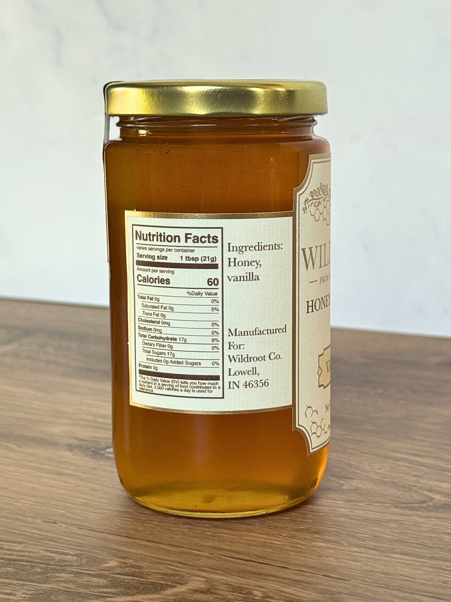 Nutrition Facts on Wildroot Vanilla Infused Honey