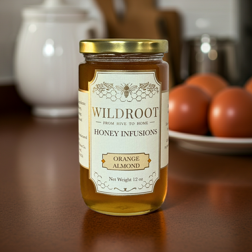 Wildroot Honey - Orange Almond Infused Raw Honey | 12oz