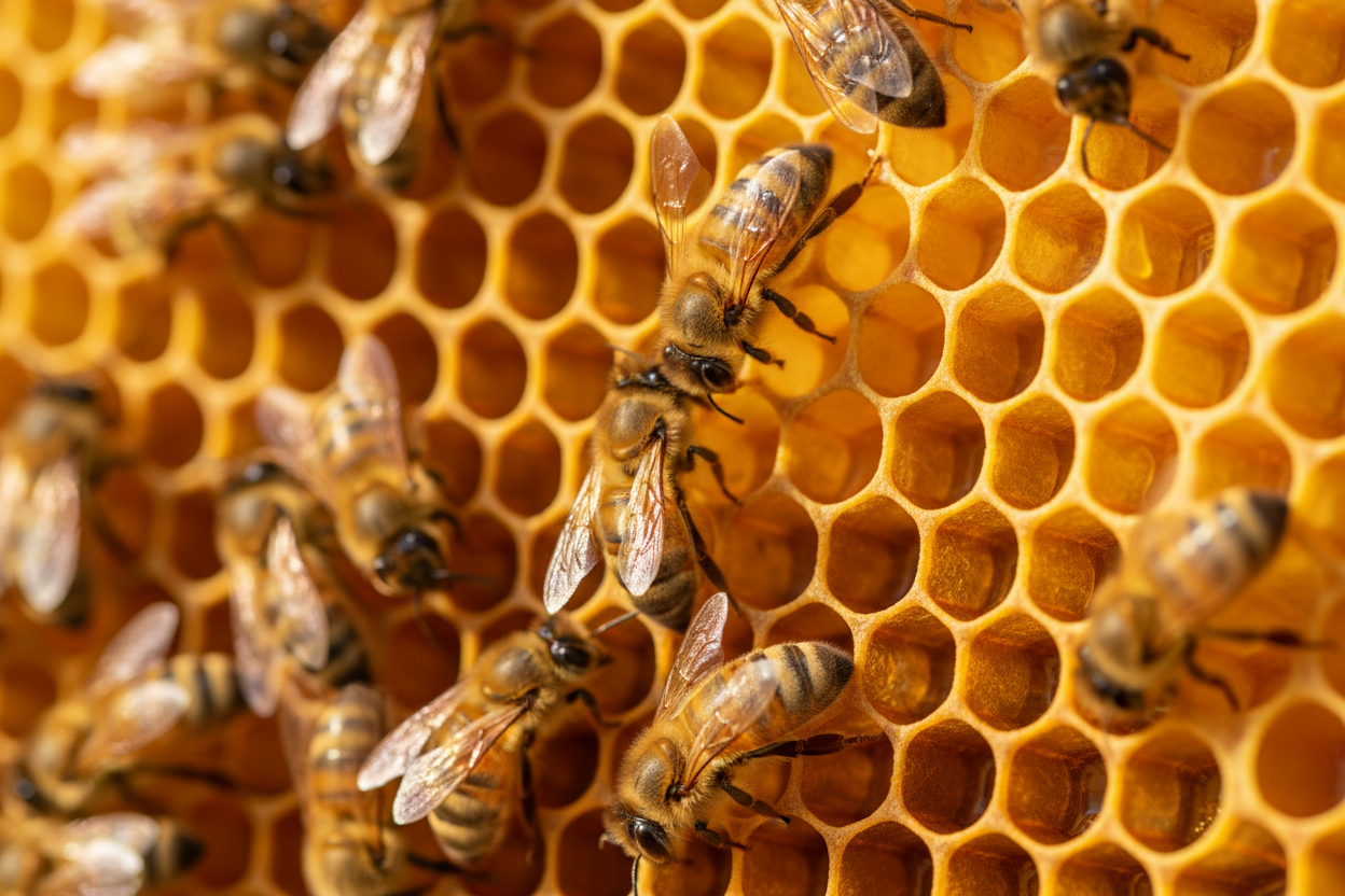 bees on honeycomb